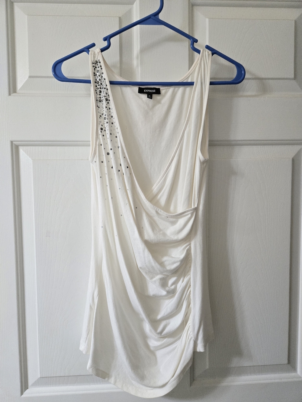 Express Ivory Draped Camisole with Shoulder Studs